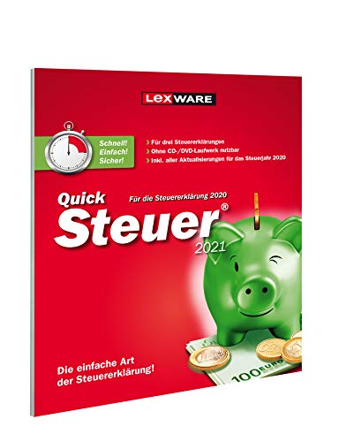 QuickSteuer 2021 für das Steuerjahr 2020|Einfache und schnelle Steuererklärungs-Software für Arbeitnehmer, Familien, Vermieter, Studenten und Rentner|Standard|1|1 Jahr|PC|Disc