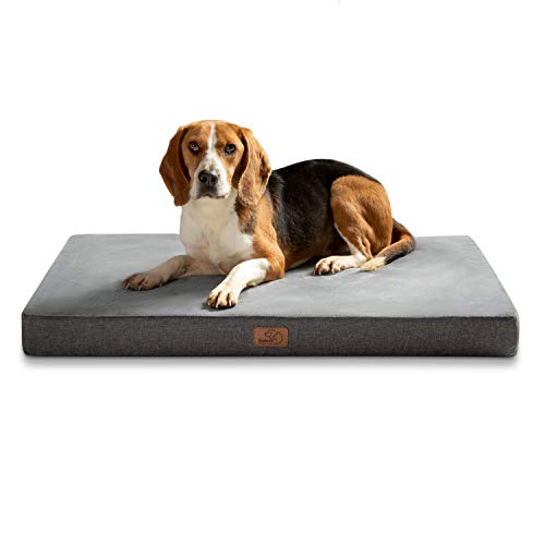 BEDSURE orthopädisches Hundekissen große Hunde - 89x56x8cm waschbares Hundebett mit 2 in 1 Memoryschaum, kuscheliges Hundematte Hundematratze, dunkelgrau
