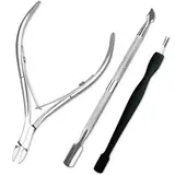 Pingispower Cuticle Trimmer mit Cuticle Pusher Set, 3PCS Professional Cuticle Nippers Cutter Cuticle Fork und Cuticle Remover Tool für Frauen, Premium Maniküre Kit Fingernägel und Zehennägel