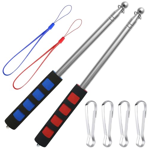 FL HUA 2 Stück Teleskop Fahnenmast Kit, 1,6m Tragbare Teleskopstange Fahnenmast, Edelstahl Fahnenstange Teleskop Festival, Teleskopmast für Lehrer Reiseleiter
