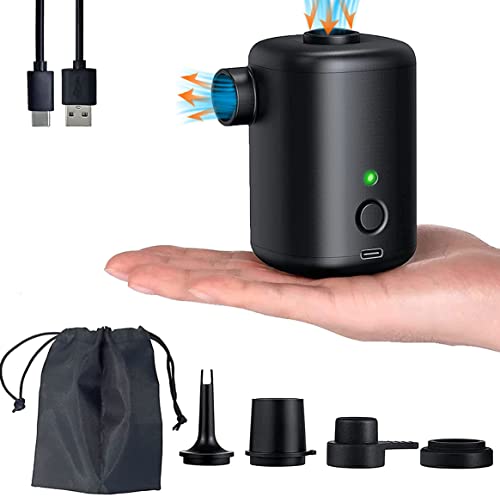 Tragbare Luftpumpe, Mini-Luftpumpe, 4000mAh wiederaufladbare Akku-Luftpumpe für Kinderpools, Mini-Luftbettpumpe mit 4 Düsen für Poolschwimmer Luftbett, Luftmatratze, Schwimmring