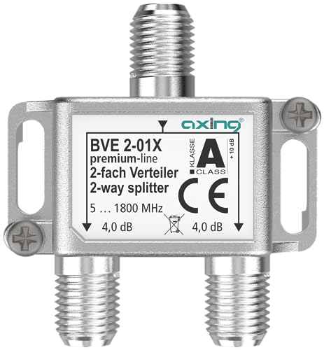 Axing BVE 2-01X 2-Fach Verteiler 4 dB 5-1800 MHz TV Data Internet Kabelfernsehen