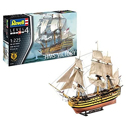 Revell Modellbausatz Schiff 1:225 - H.M.S. Victory im Maßstab 1:225, Level 4, originalgetreue Nachbildung mit vielen Details, Segelschiff, 05408, Zum Bemalen