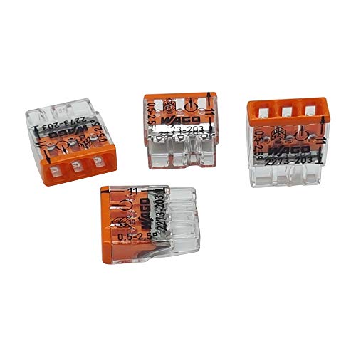 Wago 50 Stück Anschlussklemme COMPACT Ø 0,5-2,5 mm² 3-polig transparent orange 2273-203