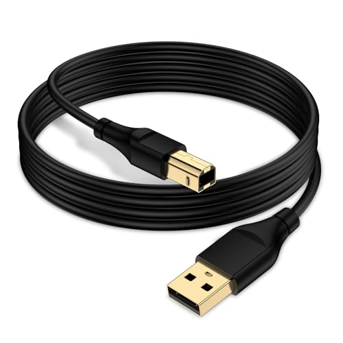 USB Druckerkabel 3M, USB A auf B Drucker Kabel, USB 2.0 Typ B PC Scanner Kabel für HP, Canon, Brother, Epson, Samsung, Dell, Lexmark, Xerox, Piano, Midi Tastatur Hochgeschwindigkeits Printer Cable