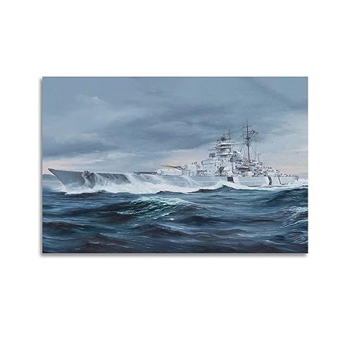 HAYKO Militär-Poster Wwii Deutsche Marine Bismarck Schlachtschiff Poster Dekorative Malerei Leinwand Wandposter und Kunstdruck Moderne Familie Schlafzimmer Dekor Poster 30 x 45 cm