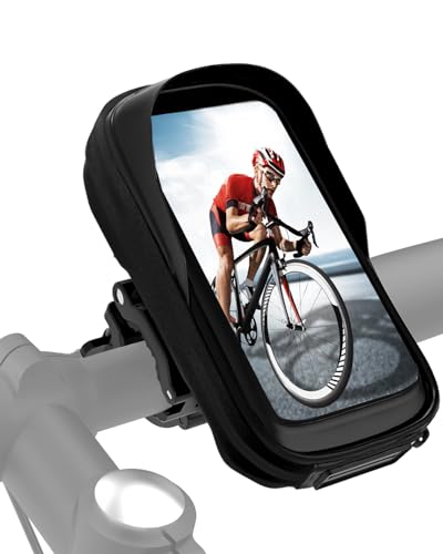 BAONUOR Fahrrad Handyhalterung Tasche Wasserdicht, 360° Drehbarem Motorrad Handyhalterung Fahrrad Lenkertasche Handytasche Lenker Fahrradtasche MTB Rennrad Ebike HandyHalter für Handys GPS unter 7"