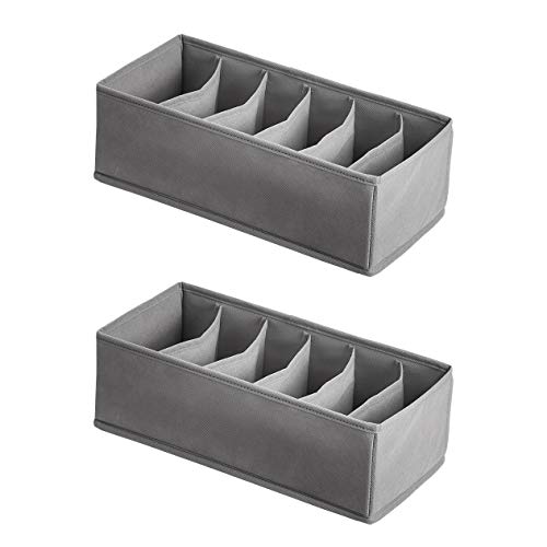 Amazon Basics Organizer für BHs und Unterwäsche, für Kommoden, Doppelpack, Grau, 2 Stück