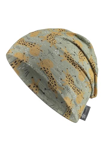 Sterntaler Beanie Giraffen - Unisex Kindermütze aus Flammgarnjersey mit UV Schutz 50+ - Leichte Mütze mit Giraffen -Druck schützt den Kopf an heißen Tagen vor der Sonne - blassgrün, 51