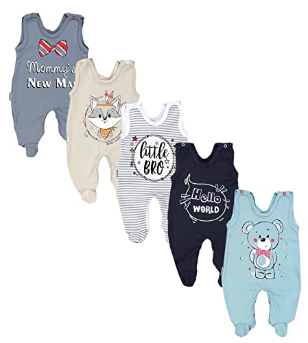 TupTam Baby Unisex Strampler mit Aufdruck Spruch 5er Pack, Farbe: Junge, Größe: 50