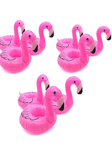 9 Stück Kleine Flamingo Getränkehalter, Aufblasbare Getränkehalter für Whirlpool, Mini-Flamingo Schwimmender Getränkehalter, Getränkehalter für Schwimmbad
