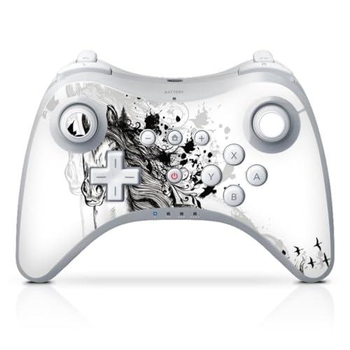 DeinDesign Skin kompatibel mit Nintendo Wii U Pro Controller Folie Sticker Zeichnung Pferd Reiten
