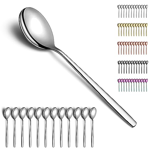 Berglander Dinner Spoon 12, Edelstahl Suppenlöffel Besteck, glänzender moderner Löffel Tafellöffel Set spülmaschinenfest