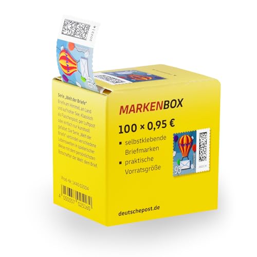100 Stück 0,95 EUR postfrische Briefmarken in Briefmarkenbox Frankaturware (Motiv: Welt der Briefe) Rolle