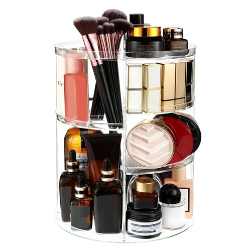 Gowkeey Make Up Kosmetik Organizer, Beauty, 7 Verstellbare Ebenen Große Kapazität Makeup Organizers, 360° Drehbar, Schmink Aufbewahrung Kosmetikbox für Dresser Badezimmer Schlafzimmer, Transparent