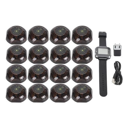 Kabelloses Rufsystem, 1 Empfänger, 20 Pager, Wiederaufladbar, Kabelloser Pfleger-Pager, Uhr, Anrufaufzeichnung, Speichern, Uhrenempfänger-Set (EU-Stecker)