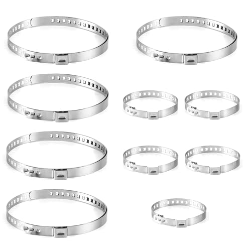 10 Stück 20-120 mm Schlauchschellen Edelstahl, Universal Achsmanschetten Schellen Verstellbare Klemmschelle Ohrschelle, CV Gelenkschelle Kit, 5 Große 5 Kleine Schlauchschellen für Antriebswelle, Auto