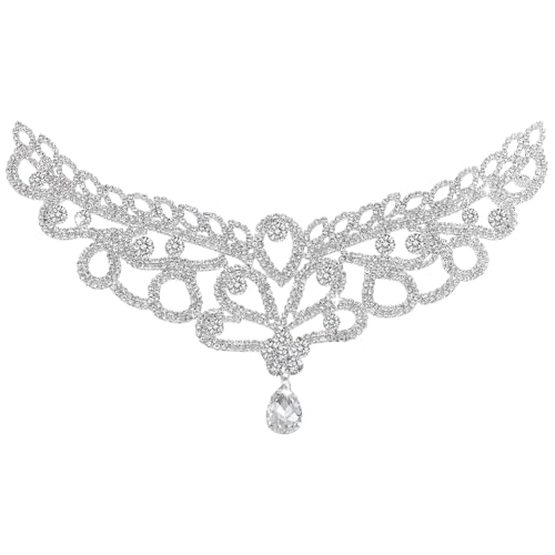 FREEBLOSS Strass Applikation Strass Aufnäher Silberfarbene Kristall Strass Applikation Nähapplikationen Verzierungen V Ausschnitt Applikation Aufnäher Für Kleidung