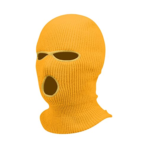 Sturmhaube Motorrad Halloween 3 Löchern Gestrickte Balaclava Herren Sturmmaske Winter Warm Must Have Strickmaske Damen Maskenhut Sport Skimaske Outdoor Multifunktions Maske(A11 Gold,One Size)