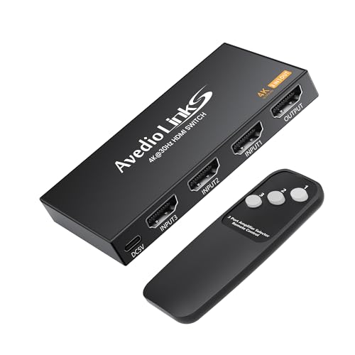 avedio links HDMI Switch 3 in 1 Out, HDMI Umschalter mit Fernbedienung, 4K@30Hz hdmi Switch Automatische, Hdmi Splitter 3 in 1 Out für TV Stick Xbox PS4 Blu-Ray DVD (3x1 4K@30Hz)