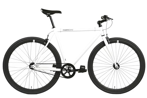 FabricBike Original - Single Speed Fixie Bike, 28 Zoll, Fixed Gear, Singlespeed Fahrrad Retro, Fixie-Räder, Hi-Ten Stahlrahmen, 10,45 kg (Größe M). (White & Black, M-53cm)
