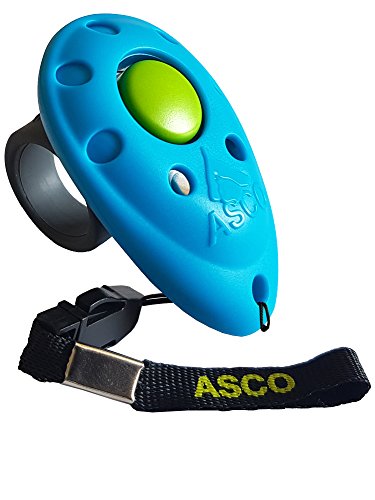 ASCO Finger Clicker, Premium Clicker für Clickertraining, Hunde Katzen Pferde Profi-Clicker, Hundetraining Klicker, blau, ASCO-04F