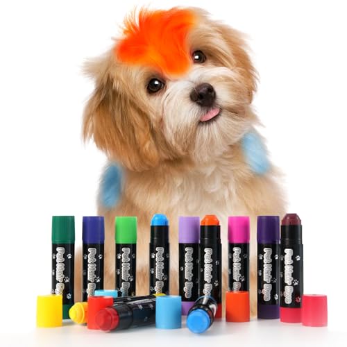 Hundehaarfarbe – Temporäre Farbe für Hunde – Hundehaarfärbemittel | temporäre Haarfarbe Malstifte für Hunde, Katzen, , sicheres und lustiges Fellpflege-Zubehör für Haustier-Styling