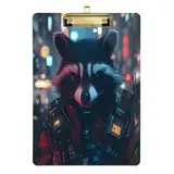 Cooles Waschbär-Klemmbrett mit goldfarbenem Metallclip, langlebiges und stilvolles Klemmbrett für Reisen