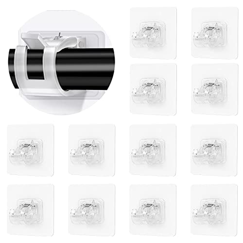 KOSHIFU 12 Stück Selbstklebende Gardinen Stangen Halterung Gardinenstange ohne Bohren Klebehaken Gardinenstange Vorhänge Haken Halter Gardinenstangenhalter Transparent für Home Küche Bad Schlafzimmer