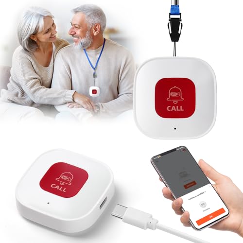 Ainiv WiFi Smart Senioren Notruf SOS Notrufknopf, Hausnotruf Senioren Notfallknopf Alert System für ältere Patienten Behinderte, Kompatibel mit Tuya Smart/Smart Life (Unterstützt Wi-Fi 2.4GHz)