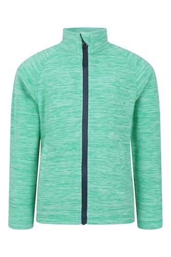 Mountain Warehouse Snowdonia Kinder-Hoodie - leichte Mädchenjacke aus Microfleece, schnell trocknend, Antipilling-Kapuzenpullover Für Jungen, Winter Grün Kinder 140 DE (9-10 Jahre)