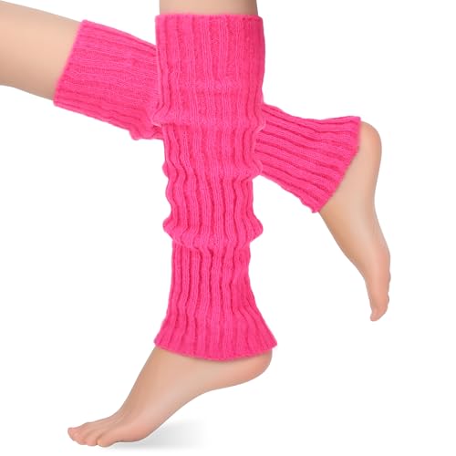 Xinjoduz Stulpen Gestrickte Beinwärmer Modische Stulpen Für Damen Lange Stiefelmanschette Legwarmers Neon Optik Beinstulpen Leuchtende Häkelstulpen Für 80er Jahre Sportparty Yoga Zubehör