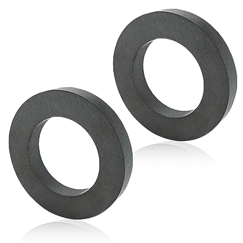 2 Stück Ringmagnet, Ø 70 mm x 32mm x 15 mm Ferrit Ringmagnet mit Loch, Magnetring strapazierfähig Ringmagnete Magnet Scheibe mit Loch Ring für DIY, Basteln, Industrie, Wissenschaftsprojekte