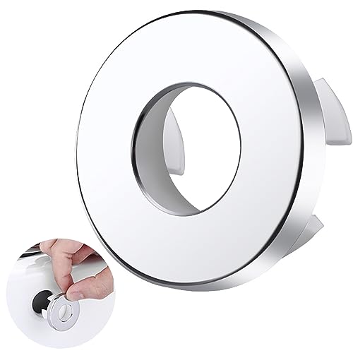 2 Stück Waschbecken Überlauf Abdeckung,Waschbecken Überlauf,Überlauf Waschbecken,Waschbecken Überlauf ring,für Waschtisch Loch mit Ø 22-24 mm Öffnung,Silber (Kupfer Material)