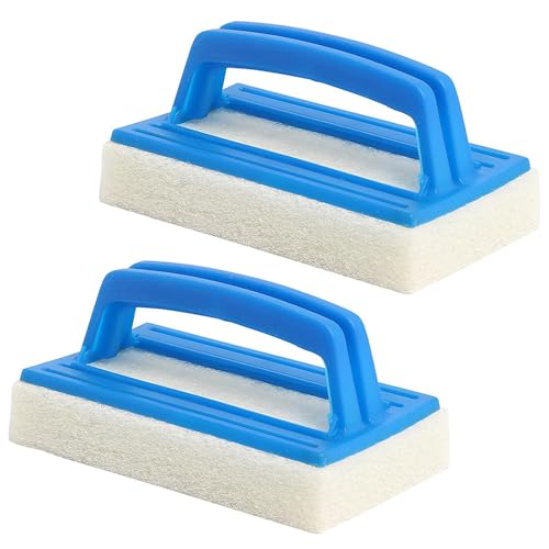 Roysmart 2 Stück Pool Schwamm Bürsten, Poolreinigung Handschrubber, Poolbürsten, Bürste Poolreinigung, Schwimmbad Bürste mit Griff Geeignet zum Reinigen von Schmutz und Moos