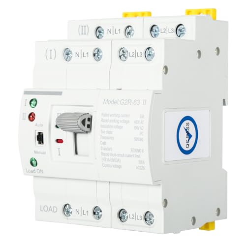 DEWIN Automatischer Transferschalter, ATS G2R 4P 63A DIN-Schiene Dual Power Automatischer Transferschalter Elektrische Wahlschalter 220V