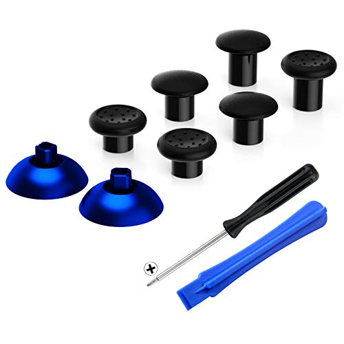 eXtremeRate Thumbsticks Kompatibel mit ps4 und Kompatibel mit ps5 Controller,Ergonomischer Analogsticks Analog Sticks Aufsätze Ersatz für ps4 Joy-Sticks für ps5-Schwarz&Matt Chrom Blau[ThumbsGear]