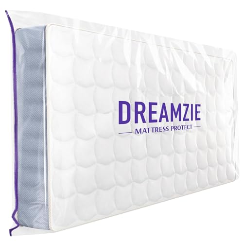 Dreamzie - Schutzhülle aus Kunststoff für Matratzen - Für Umzug, Lagerung & Transport - Aufbewahrungstasche für Matratzen - Robuste Matratzenhülle mit Reißverschluss - Matratzenhülle 100x200 cm