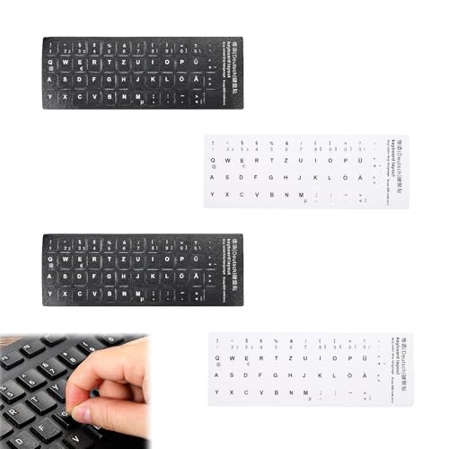 4 Stück Tastatur Aufkleber Sticker Deutsch, Tastatur Aufkleber, Universal-Tastatur-Aufkleber, Tastaturaufkleber Deutsch, Für Pc/Laptop & Notebook Tastaturen