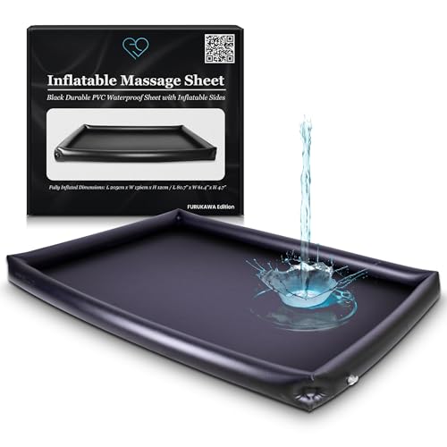 EROTICGEL Aufblasbare Nuru-Massageliege mit aufblasbaren Seiten | Schwarz | Strapazierfähiges, wasserdichtes PVC | 205 x 156 x 12 cm | Schutz vor öl-, Wasser- und silikonbasierten Produkten