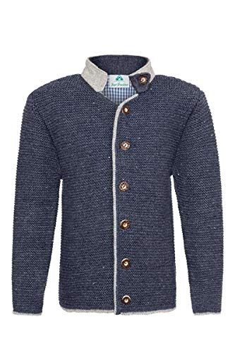 Isar-Trachten Jungen Kinder Strick-Jacke Jeansblau grau, Jeans, 92