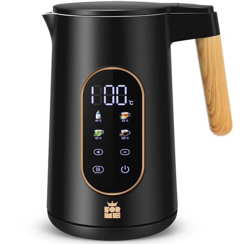 ForMe Edelstahl Wasserkocher 1,7 L mit Temperatureinstellung Temperaturwahl 40-100°C I LED Digitale Temperaturanzeige I Temperatur Einstellbar Kessel I Teekanne Teekessel Warmhaltefunktion I BPA Frei