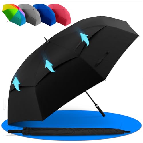 STYNGARD XXL Regenschirm Groß Sturmfest mit 140 cm Durchmesser - Golfschirm mit Auf-zu-Automatik und Doppelbespannung für maximalen Wind- und Regenschutz Modell BELFAST (Schwarz, 130cm)