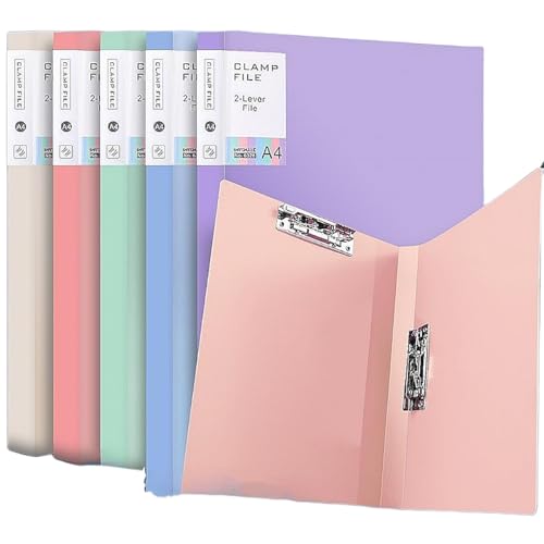 Ringloser A4-Ordner mit gefederten Klemmen, stanzloser Dokumenten-Organizer für Büro, Schule, Doppelclip-Halter sichert Brief/A4-Papier, wiederverwendbare Portfoliohülle, 5 Stück