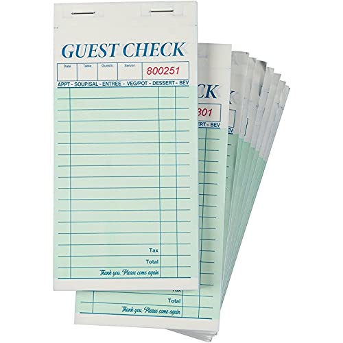 Juvale Kassenblock (Set, 10 Stück) - Kellnerblöcke auf Englisch für Bestellungen - Perfekt für Bars, Cafés, Restaurants, 50 Zettel mit Kopieseite pro Block - 8,6 x 17,8 cm