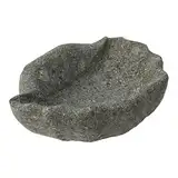 STONE art & more Exklusive Steinschale, Vogeltränke, Muschelschale, 25cm, Steinmetzarbeit aus Lava Stein, Naturstein, frostfest