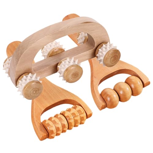 CALLARON 1 Satz Massagegerät-set Kopfmassagegerät Tragbares Massagegerät Rollen Verkehr Handmassagegerät Gemeinsam Handflächenmassagegerät Fuß- Und Wadenmassagegerät Handhaben Holz 3 Stück