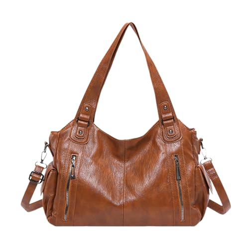 Schultertasche für Frauen - stilvolle PU -Lederausstattung, übergroße Arbeitstasche | Modelle Satchel, geräumige Handtasche, elegante Einkaufsbeutel, ungezwungene Bürotasche, große tägliche Organisato