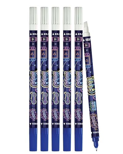 Online Vorteils-Pack Tintenlöscher 6x Tintenkiller zum Löschen und Überschreiben | Design Gaming | Entfernung und Korrektur blauer Tinte | Schreibfarbe blau
