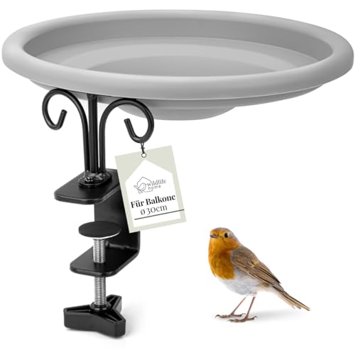 wildlife home Vogeltränke Balkon I Hängend & Winterfest I Vogeltränke Frostsicher für Balkongeländer - Vogelbad für Wildvögel, Wassertränke für Vögel